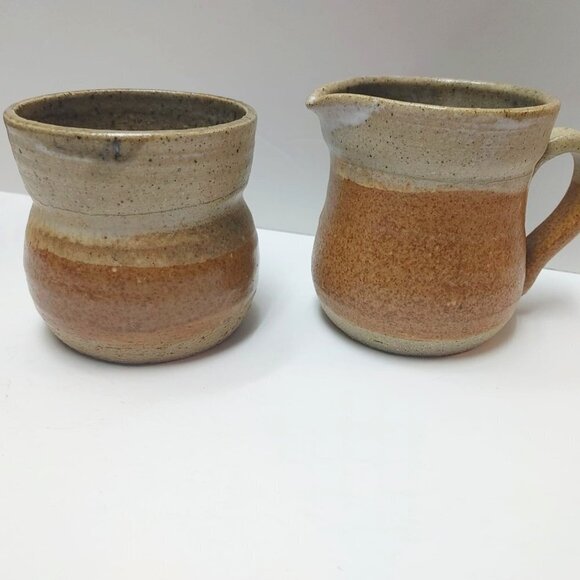 Vintage Studio Pottery Stoneware Jug and Cup Rustic Textured Earthy c1980-90s - Picture 2 of 8
